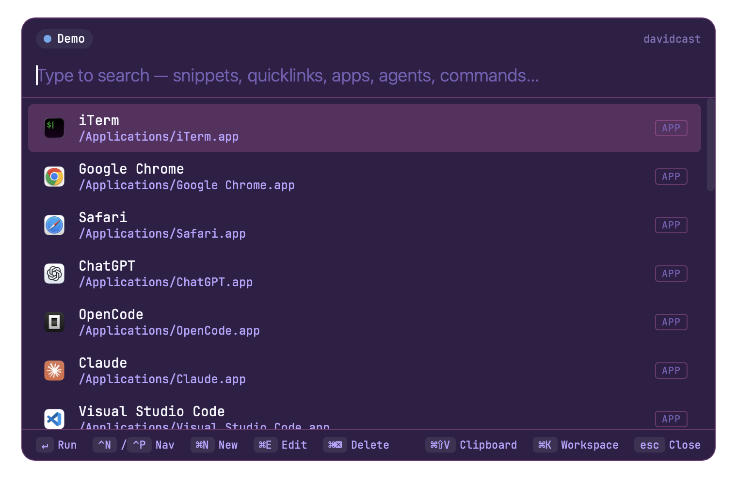 davidcast palette — Synthwave '84 theme