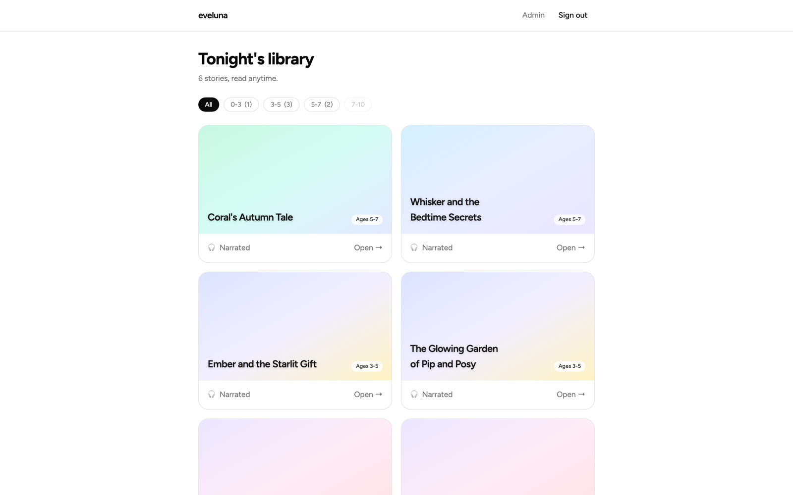 Story library, logged in