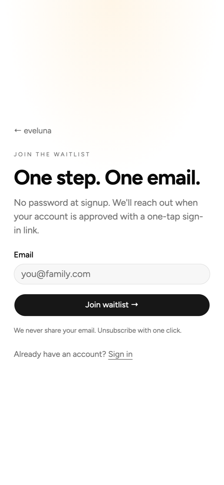 eveluna signup on mobile