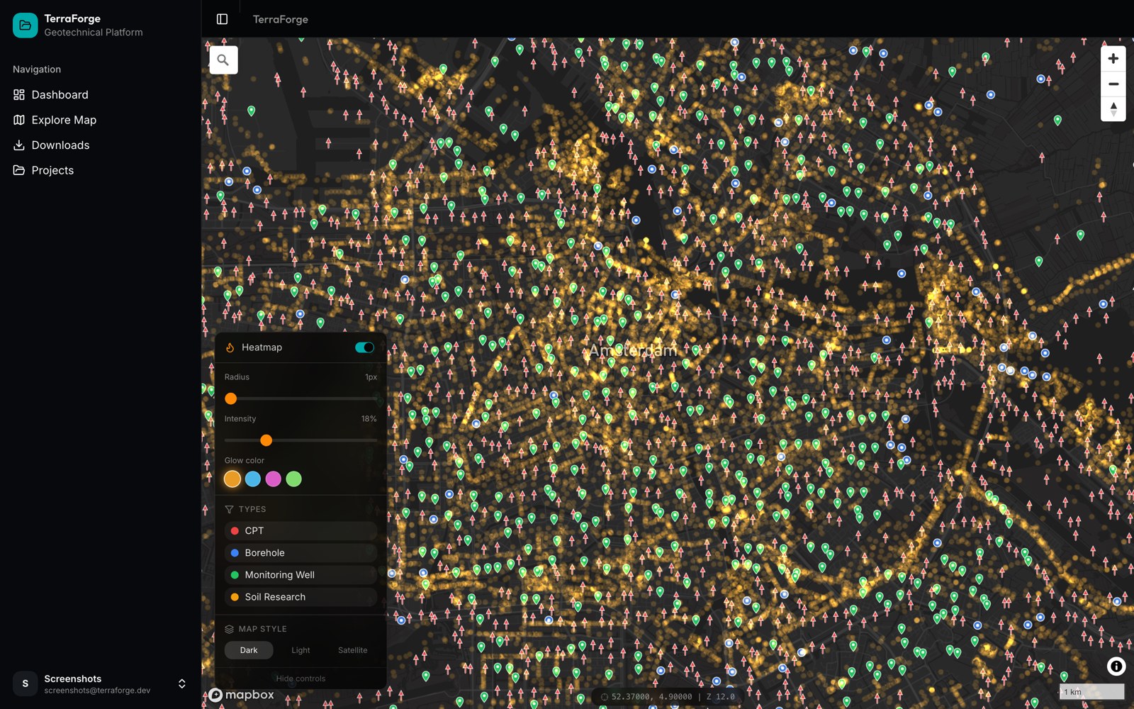 Heatmap zoomed into Amsterdam